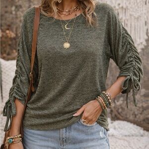 Max Studio Dark Green Long Sleeve Top